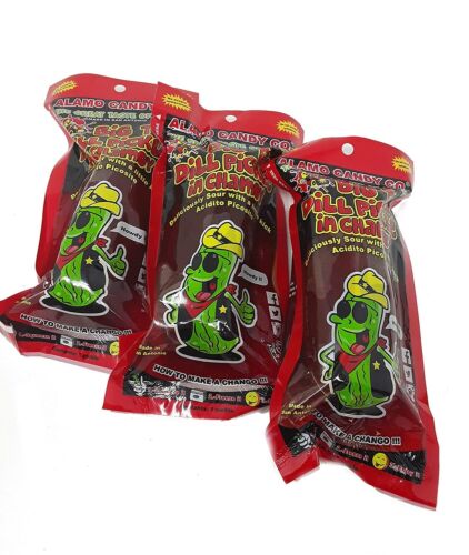 Alamo Candy Big Tex Dill Pickle In Chamoy - Three Pickles - Individually Wrap... - Picture 1 of 3