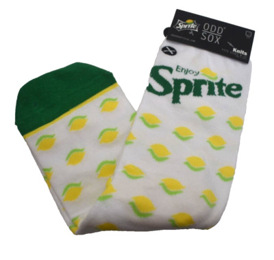 Odd Sox Sprite Lemon Lime Soda Crew Socks Mens Womens Fun Novelty Gift Sz 8-10