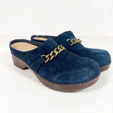Bella-Vita Ventura Clogs Blue Suede Size 8 Comfort Non-Slip