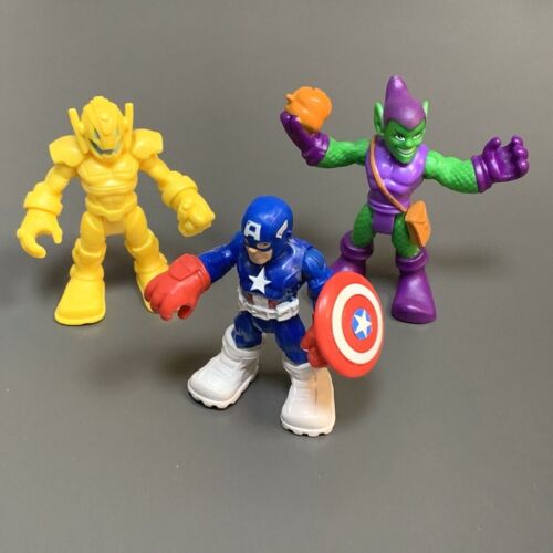 3x Playskool Marvel Hero Squad Captain America Green Goblin Ultron Sentry Figure - Picture 1 of 4