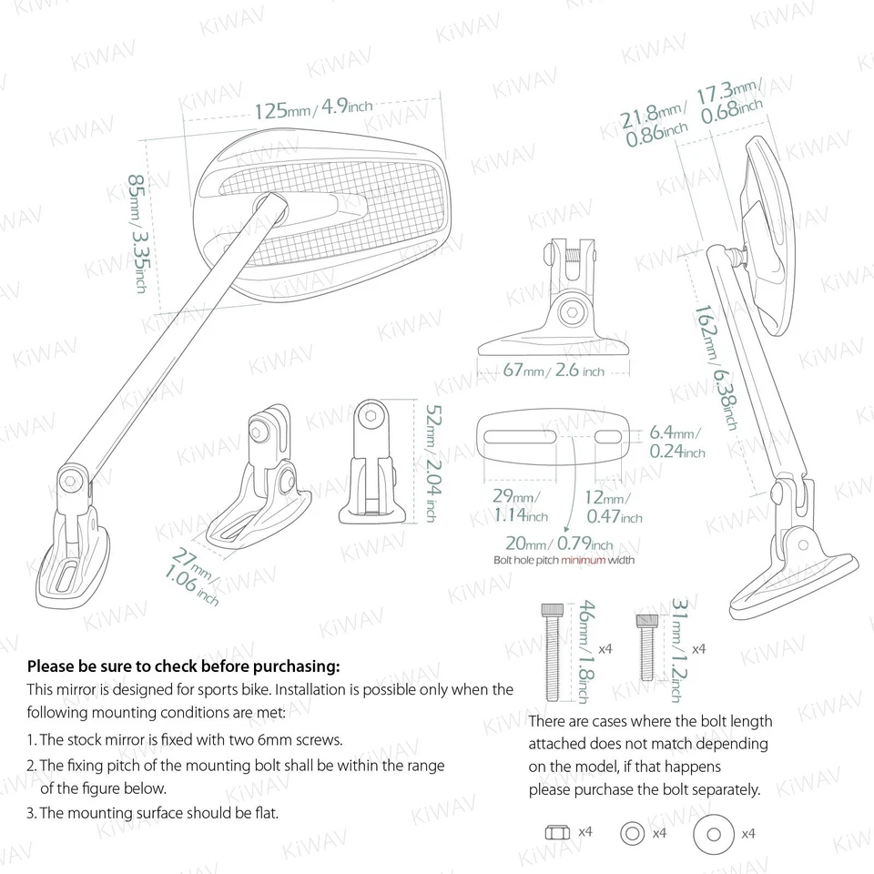 Espejos retrovisores de carenado KiWAV Mamba fibra de carbono real ajustables para Yamaha YZF R Foto 2 de 4