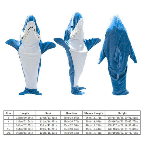 Shark Blanket Super Soft Cozy Flannel Hoodie Shark Sleeping Bag S-XXL - Picture 3 of 19