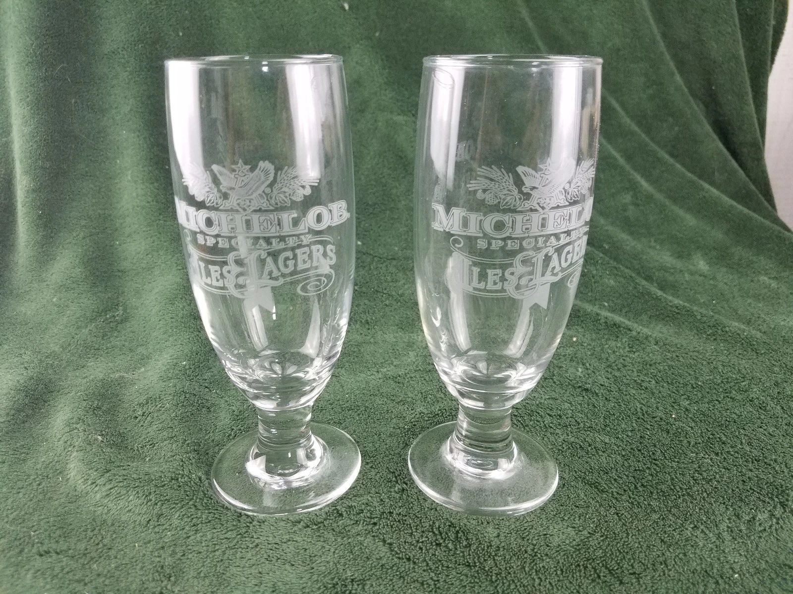 2 MICHELOB SPECIAL ALES & LAGERS BEER PILSNER ETCHED GLASS