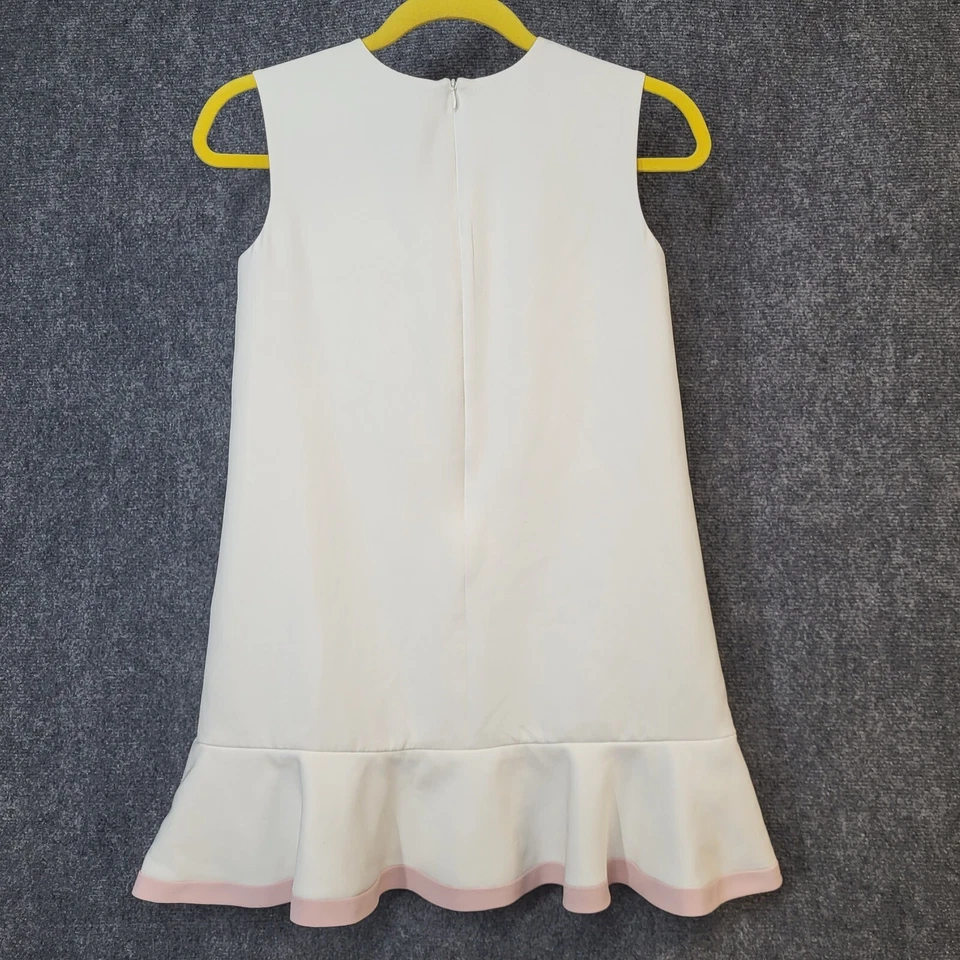 Victoria Beckham for Target Girls 连衣裙 L 象牙色 水彩 花 缎面 荷叶边 — 第 2/4 张图片