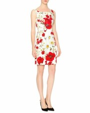 New DOLCE & GABBANA Sleeveless Poppy & Daisy Print Sheath Dress Size 38
