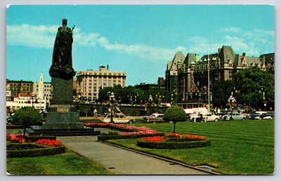 Vintage Canada Postcard Empress Hotel & Victoria Scene From The Parliment Bldgs
