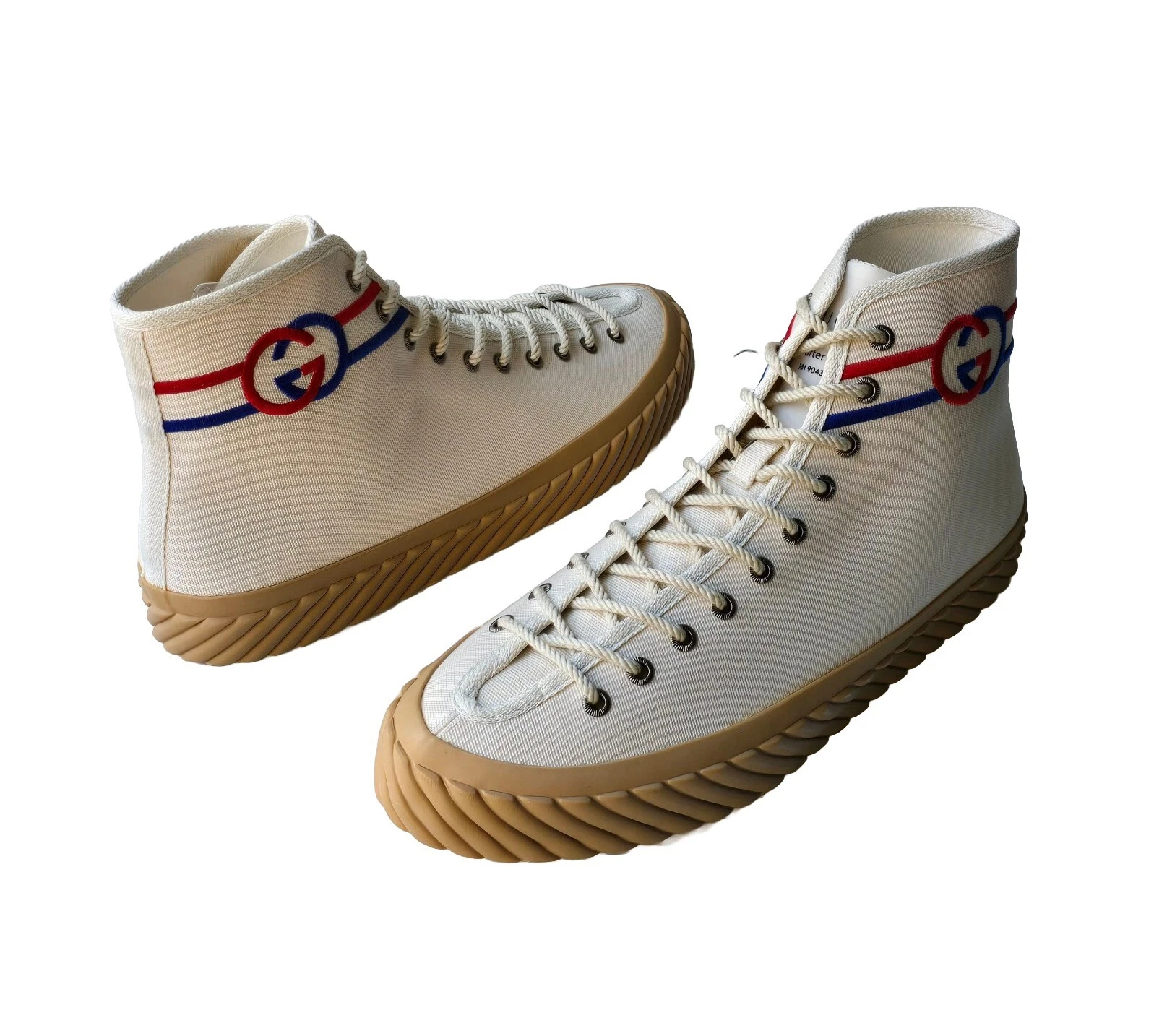 Baskets haut de gamme pour hommes blanc cassé rouge bleu logo GG US 10   10,5 UK 9,5 NEUVES DANS LEUR BOÎTE