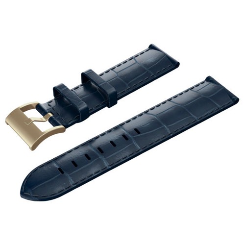 Isaac Mizrahi Deep Sea Blue Croco Leather Watch Strap with Gold Buckle (Y8Q08AA) - Picture 2 of 4
