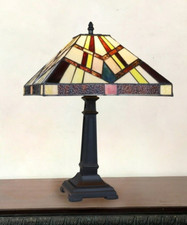 Tiffany Style Stained Glass Table Desk Lamp with Mission Design 12" Shade