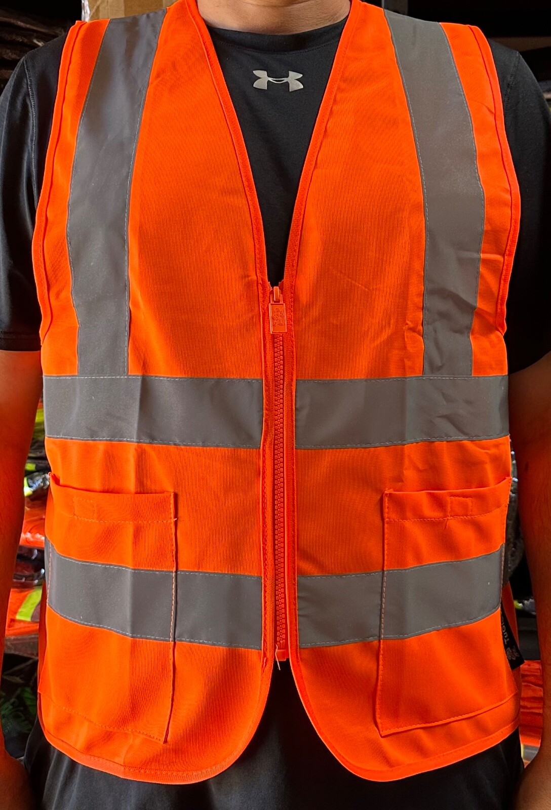 Crew Orange High Visibility Safety Vest With 2 Pockets - AAA Polymer