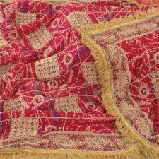 Sanskriti Vintage Dupatta Long Stole Pure Silk Hand Bead Gharchola Bandhani Veil