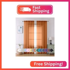 Aiyufeng Orange Sheer Curtains 90 Inches Long 2 Panels Set, Light Filtering Soft
