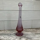 Fenton Art Glass Dusty Rose 10.25" Swung Bud Vase Embossed Cabbage Rose