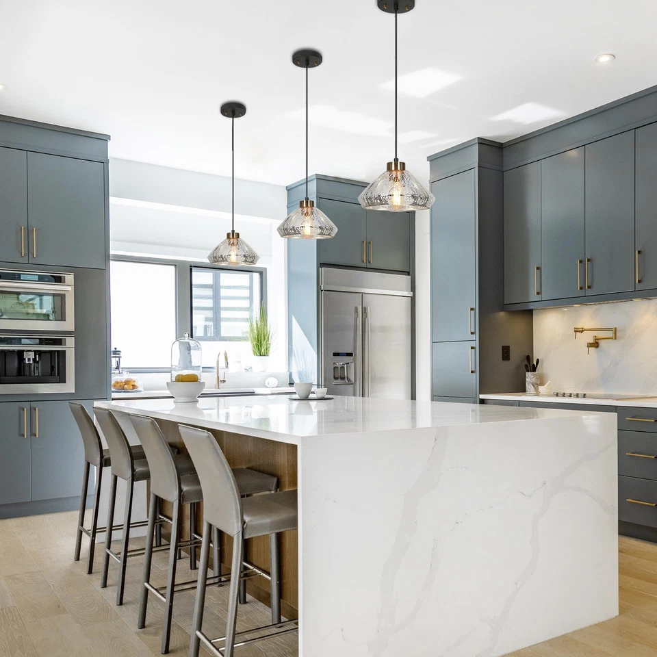 Pendant Lights Kitchen Island, 9.8'' Modern Pendant Light Fixtures with Textu... - Image 2 of 4