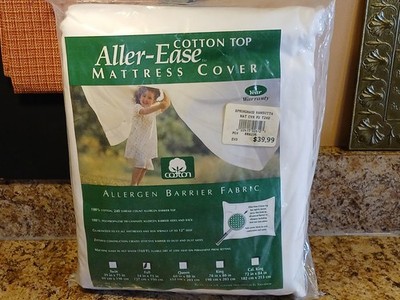 Aller-Ease FULL Mattress Cover White Zipper Constr. Cotton Top / Poly Sides&Back
