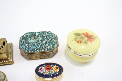 Trinket Boxes Vintage Inc Brass Floral Mosaic Stone Top Cloisonne Job Lot - Picture 2 of 6