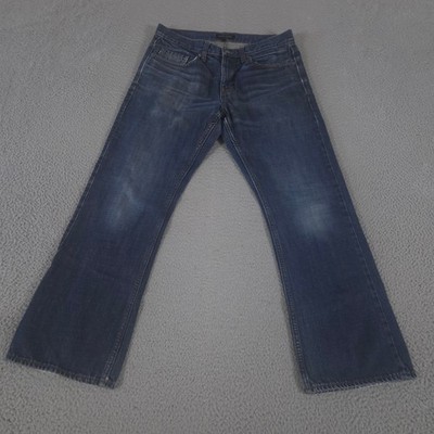Banana Republic Jeans Mens 32x30 Blue Boot Cut Manhattan Crosshatch Denim Cotton