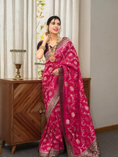 Indian Bollywood Wedding Party Wear Sari Women Blouse Pakistani Designer Saree