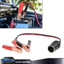 12 Volt Battery To Cigarette Lighter Adapter Alligator Clamp Clip Car Socket