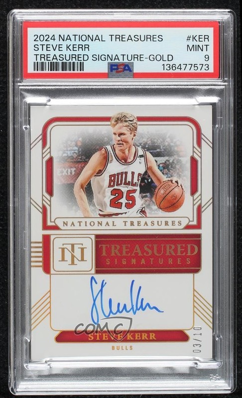 2024 National Treasures Treasured Signatures Gold 3/10 Steve Kerr PSA 9 Auto h8q