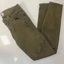 Paige Marley Jeans Sz 24 Denim Stretch Moto Jeans Green Zipper Whimsigoth Y2K