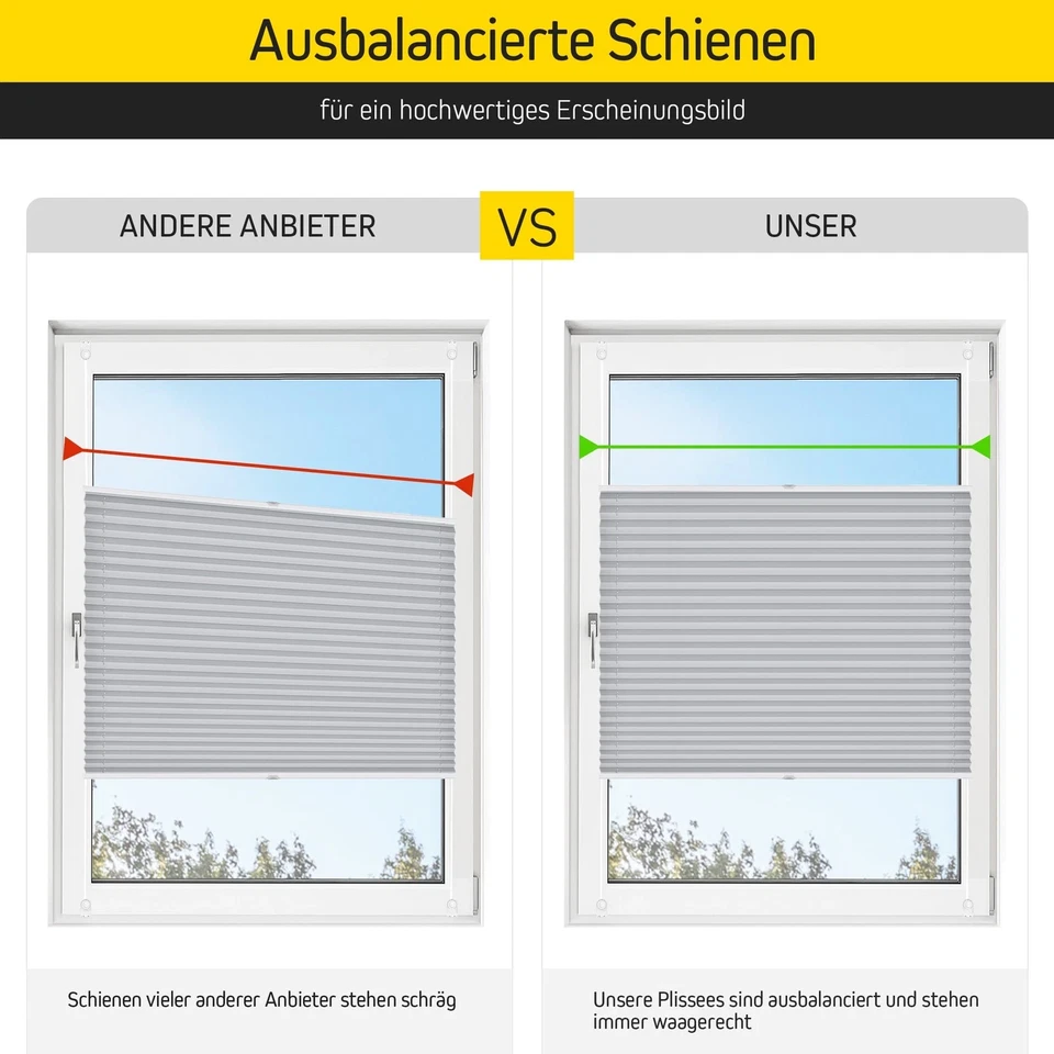 Plissee ohne Bohren Klemmhaltern Fenster Tür Verspannt Plisseerollo Polyester - Bild 2 von 4