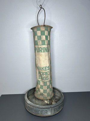 RARE Vintage Purina 27  Hanging Tube Chicken Chowder Feeder Makes More Eggs
