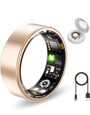 Smart Health Ring for Women Men Fitness Tracker with Heart Rate Gold, Size-8 .