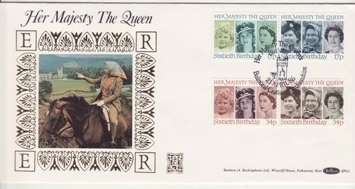 GB Stamps First Day Cover 60th Birthday Queen Elizabeth II, royalty BENHAM 1986