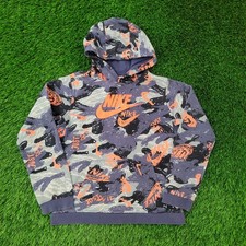 NIKE Abstract Camo Hoodie Boys XL 20x22 Big Swoosh All Over Print