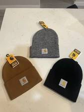 Genuine Carhartt Beanie Cuffed Winter Hat Knit Warm WITH TAGS FREE SHIPPING