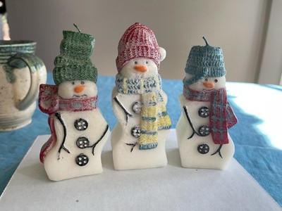 Giftco Vintage 3 Piece Set Christmas Multicolored Snowman Puzzle Candles