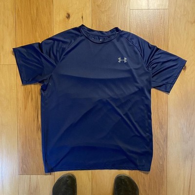 Under Armour Mens L The Tech Tee Short Sleeve Shirt Navy Blue