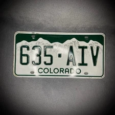Colorado - Green & White - 636-AIV - License Plate - 2000s - Man Cave - USA
