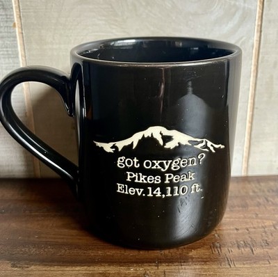 PIKES PEAK Colorado ELEV. 14110 FT.  Got Elevation?  Black Mug Coffee Cup