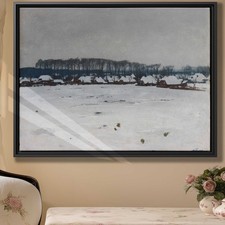 Pastoral Rural Landscape Canvas Print Oil Painting Winter Home Decor Wall Art