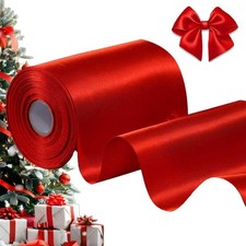 Red Satin Ribbon 4 Inch x 11 Yards Wide Solid Fabric Grand Opening Chair Sash