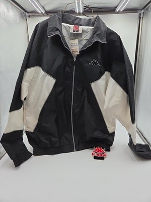 Kappa Black & White Nylon Zip Windbreaker Track Jacket Men's L - New