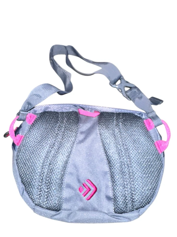 Saco de cintura Fanny Pack corpo transversal cinza e rosa produtos externos usado - Imagem 2 de 4
