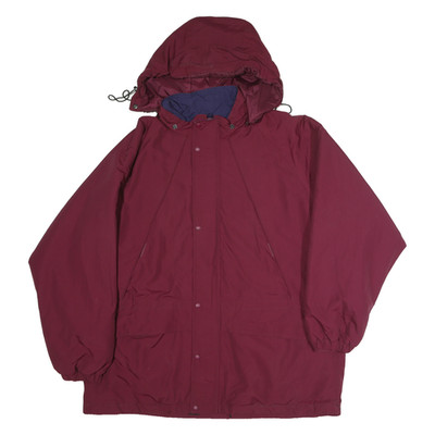 EDDIE BAUER Damen Outdoorjacke XL Nylon Burgunder Reißverschluss Kapuze