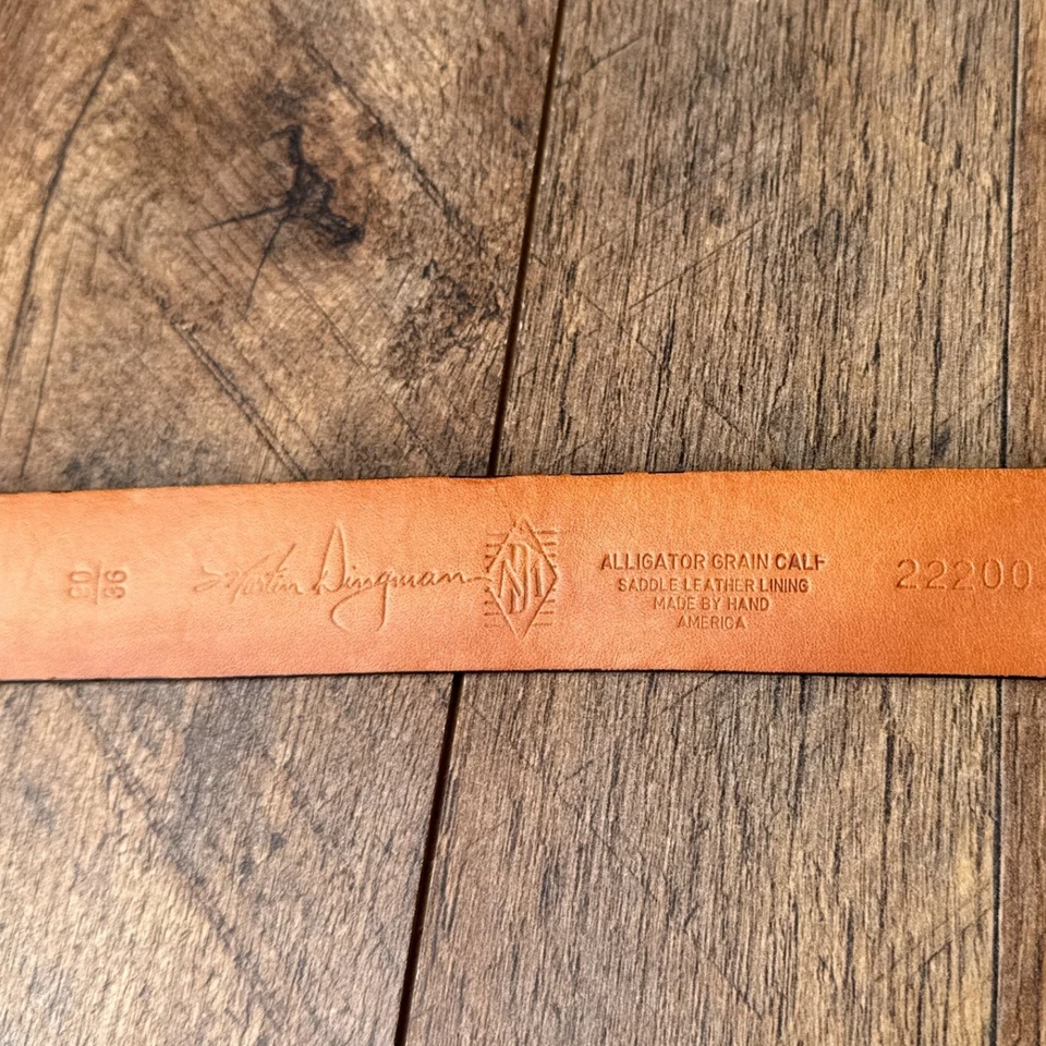 Martin Dingman Alligator Grain Calf Leather Belt Mens Size 36 Black Handmade USA - Image 2 of 4