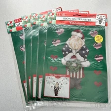Vintage Patriotic 4th Of July/Christmas Iron On Transfer  Santa Plaid Craft Art