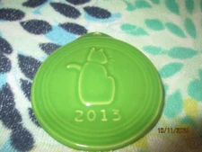 Fiestaware Fiesta USA  2013 Embossed CAT Ornament in SHAMROCK Green  Made in USA