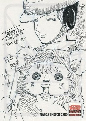 2010 Topps Star Wars Galaxy series 5 sketch card Ework & Luke Tomoko Taniguchi