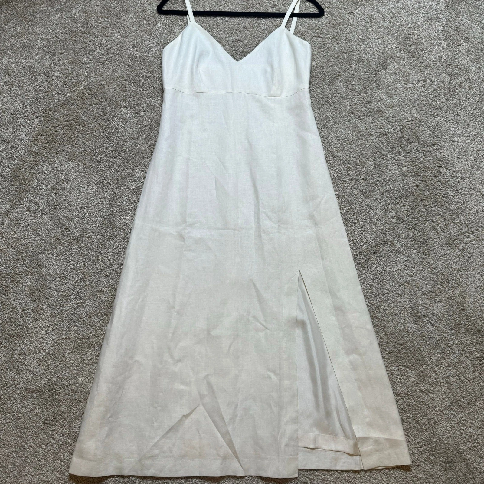 Abito resort Chanel in lino anni 2000 con spacco davanti taglia 42