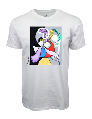 #ad #ad 90s PICASSO #x27;WOMAN WITH FLOWERS#x27; WHITE T SHIRT $15.99