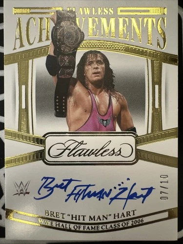 2024 Panini Flawless WWE Achievements Bret Hart Gold Auto 7/10