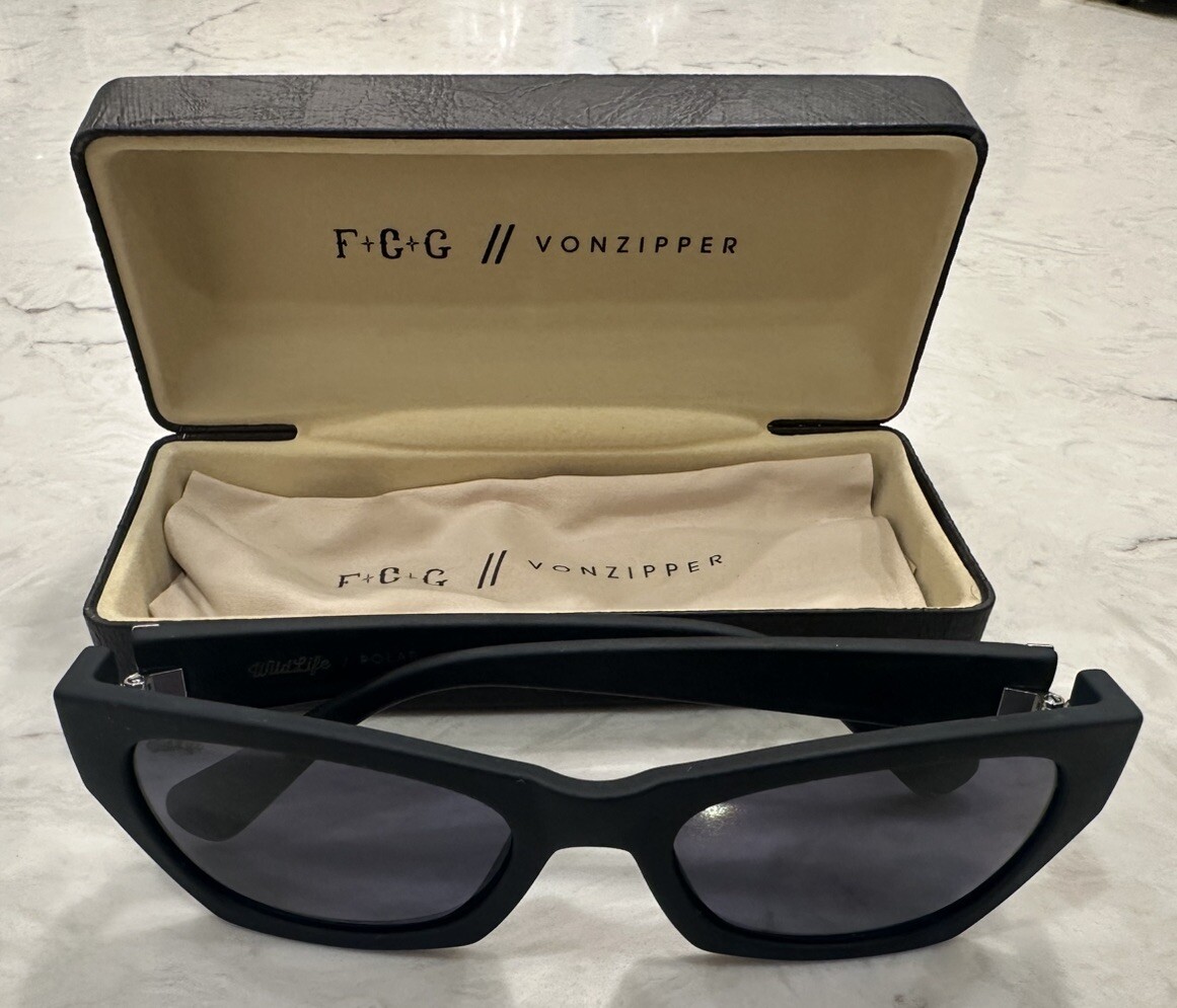 VonZipper Stray Sunglasses Black Satin / Grey Lens Wildlife Polarized Lens