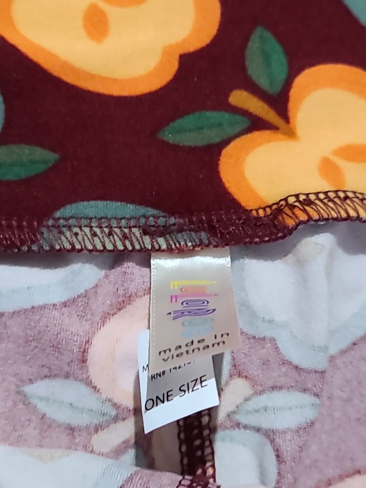 Leggings LuLaRoe One Size Imprimé Donuts Et Croissants - Multicolore Bleu Jaune Or Tan - Neuf Sans étiquette