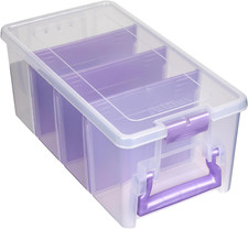 Semi Satchel Portable Craft Organizer with 3 Dividers - Clear Plastic Storage Ca